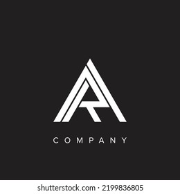 Minimal creative initial based AR logo and RA logo. Letter AR RA creative elegant monogram white color on black background.
