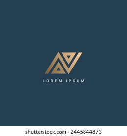 Minimal creative initial based AV logo and NA logo. Letter AV NA creative elegant monogram white color on black background