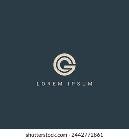 Minimal creative initial based CG logo and GC logo. Letter CG GC creative elegant monogram white color on black background