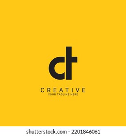 Minimal Creative Initial Based CT, TC logo. Letter CT, TC creative elegant Monogram with black color.