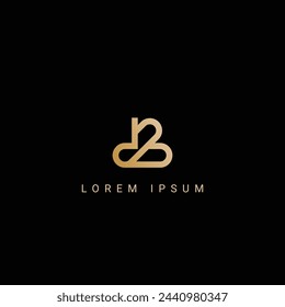 Minimal creative initial based DB logo and BD logo. Letter DB BD creative elegant monogram white color on black background