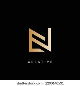 Minimal Creative Initial Based EN and NE logo. Letter EN NE creative elegant Monogram luxury logo with golden color.