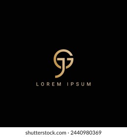 Minimal creative initial based GJ logo and JG logo. Letter JG GJ creative elegant monogram white color on black background