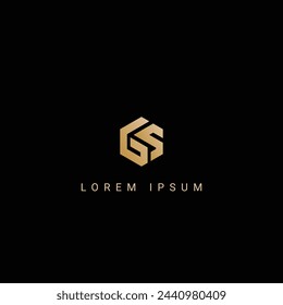 Minimal creative initial based GS logo and SG logo. Letter GS SG creative elegant monogram white color on black background