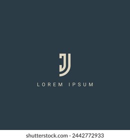 Minimal creative initial based JJ logo and JJ logo. Letter JJ J creative elegant monogram white color on black background