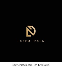 Minimal creative initial based LD logo and DL logo. Letter LD DL creative elegant monogram white color on black background