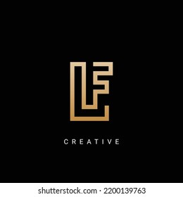 Minimal Creative Initial Based LF and FL logo. Letter LF FL creative elegant Monogram luxury logo with golden color.