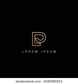 Minimal creative initial based LP logo and PL logo. Letter LP PL creative elegant monogram white color on black background