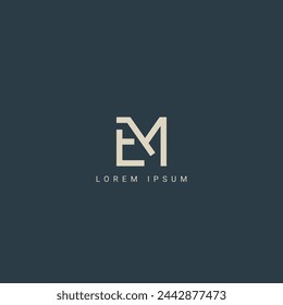 Minimal creative initial based ME logo and EM logo. Letter ME EM creative elegant monogram white color on black background