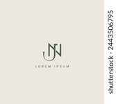 Minimal creative initial based NJ logo and JN logo. Letter NJ JN creative elegant monogram white color on black background