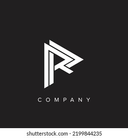 Minimal creative initial based PR logo and RP logo. Letter PR RP creative elegant monogram white color on black background.
