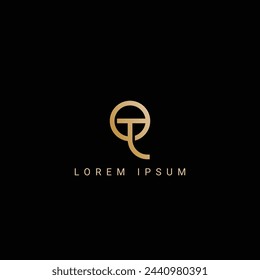 Minimal creative initial based QT logo and TQ logo. Letter QT TQ creative elegant monogram white color on black background