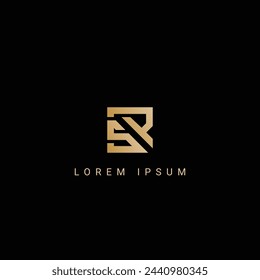 Minimal creative initial based SR logo and RS logo. Letter SR RS creative elegant monogram white color on black background