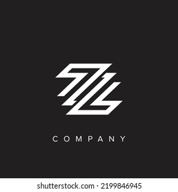 Minimal creative initial based Z logo and ZZ logo. Letter Z ZZ creative elegant monogram white color on black background.