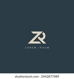 Minimal creative initial based ZR logo and RZ logo. Letter ZR RZ creative elegant monogram white color on black background