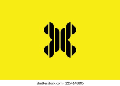 Minimal and creative initial letter x rope mark logo template on yellow Background