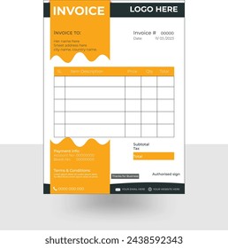 Plantilla de diseño vectorial de factura mínima y creativa, vector