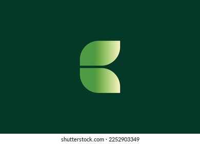 Minimal and creative letter B leaf logo on Black Background template