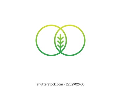 Mínima y creativa plantilla de logotipo de hoja circular sobre fondo blanco