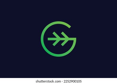 Minimal and creative letter G leaf logo template on Black Background