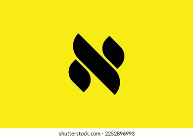 Minimal and creative letter N logo template on yellow Background