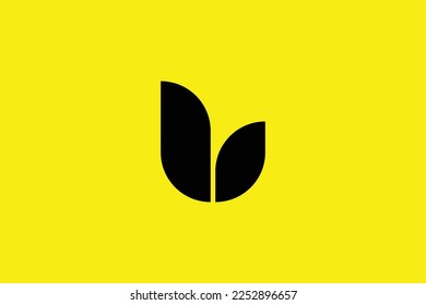 Letra mínima y creativa plantilla de logotipo de U sobre fondo amarillo