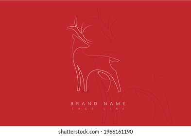 Minimal Creative Line art logo of deer, Abstract deer logo