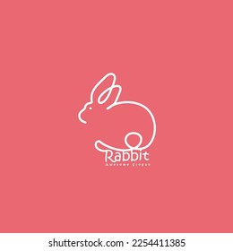 Logo de arte creativo mínimo de la línea del logo del conejo abstracto conejo