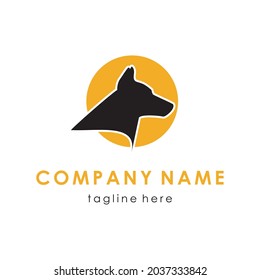 Minimal Creative logo of Dog, Abstract Dog logo.  Artistic animal silhouette. Vector illustration. For Petshop, veterinary, kennel, vet