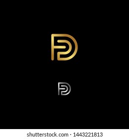 Minimal Creative Monogram Letter D Logo Design Vector with Gold an Silver colour