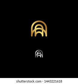 Minimal Creative Monogram Letter A Logo Design Vector with Gold an Silver colour