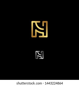 Minimal Creative Monogram Letter N Logo Design Vector with Gold an Silver colour