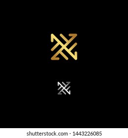 Minimal Creative Monogram Letter X Logo Design Vector with Gold an Silver colour