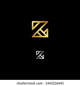 Minimal Creative Monogram Letter Z Logo Design Vector with Gold an Silver colour