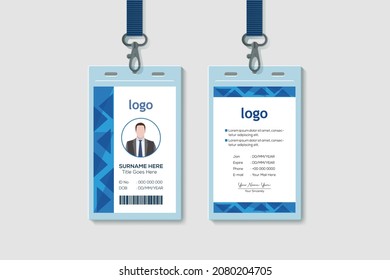 Minimal Creative Office Vertical Double-sided ID Card Design Template. Flat Identity Card Design Vector Illustration