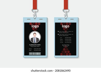 Minimal Creative Office Vertical Double-sided ID Card Design Template. Flat Identity Card Design Vector Illustration