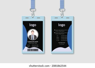 Minimal Creative Office Vertical Double-sided ID Card Design Template. Flat Identity Card Design Vector Illustration