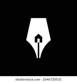 Logotipo de caneta criativa mínima com um conceito de casa dentro perfeito para escritores de imóveis blogs publicando ou identidade de casa inteligente