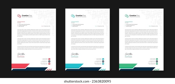 Minimal creative professional newsletter corporate modern business proposal letterhead design template with color variation bundle. Creative letterhead design template for your business.