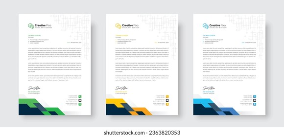 Minimal creative professional newsletter corporate modern business proposal letterhead design template with color variation bundle