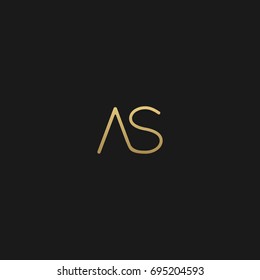 Minimal creative unique elegant connected fashion brands black and gold color AS SA A S initial based letter icon logo.