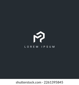 Letra mínima creativa única elemento vector de diseño de icono del logotipo MP PM monógrafo