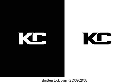 Minimal and Creative Unique Style KC initial based black and white color logo