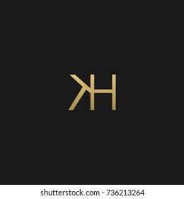 Minimal and Creative Unique Style KH or HK initial based black and gold color logo