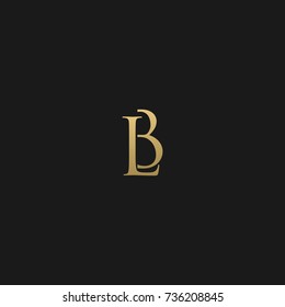 Minimal and Creative Unique Style LB or BL initial based black and gold color logo