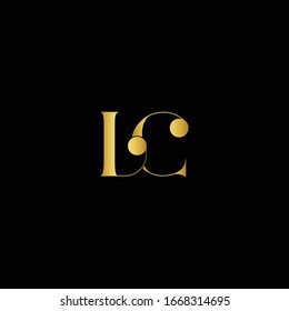 Minimal and Creative Unique Style LC or CL initial based black and gold color logo