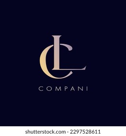 Minimal and Creative Unique Style LC or CL initial based black and gold color logo