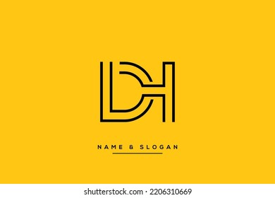 Minimal creative unique style letter DH, HD logo, monogram line art design template.