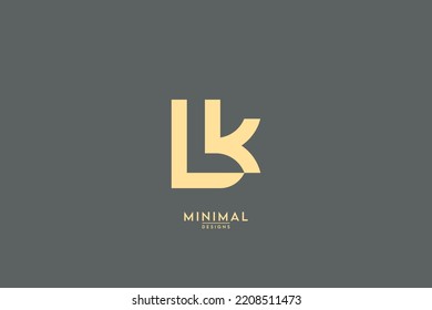 Letra minimo creativa de estilo único LK, logotipo KL, plantilla de diseño de arte de línea monográfica
