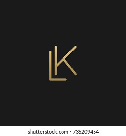 Minimal and Creative Unique Style LK or KL initial based black and gold color logo